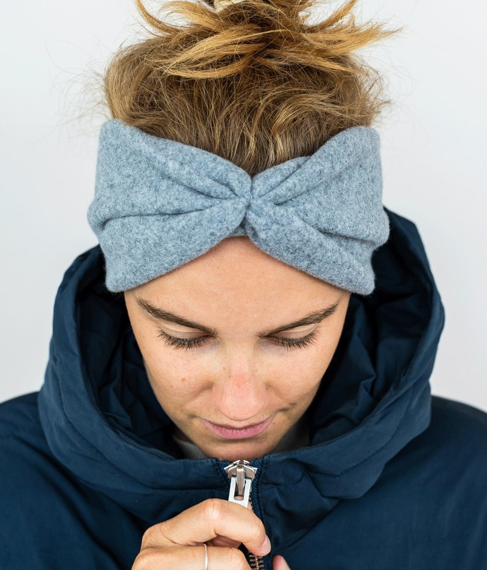 Stirnband Bow & Schal aus Bio Baumwolle - obumi - Soft Grey