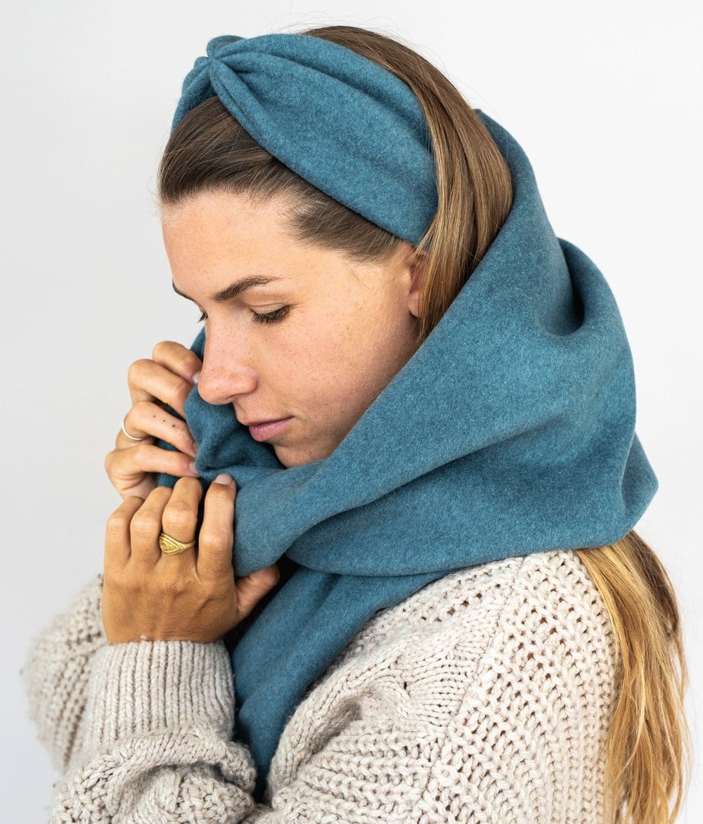 Stirnband Bow & Schal aus Bio Baumwolle - obumi - Soft Grey