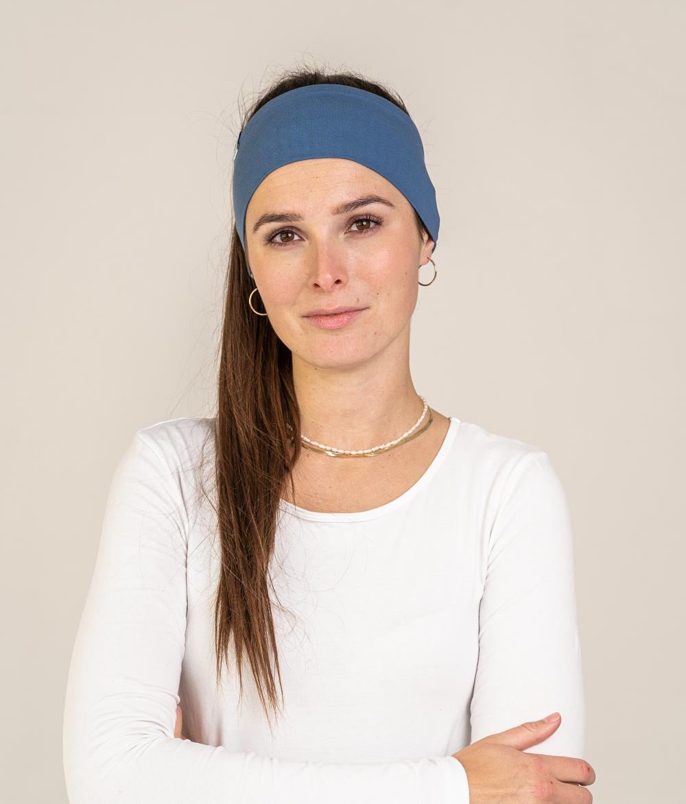 Stirnband Classic Breit aus Bio Jersey - Stirnbänder - obumi - 401 - Grey Blue