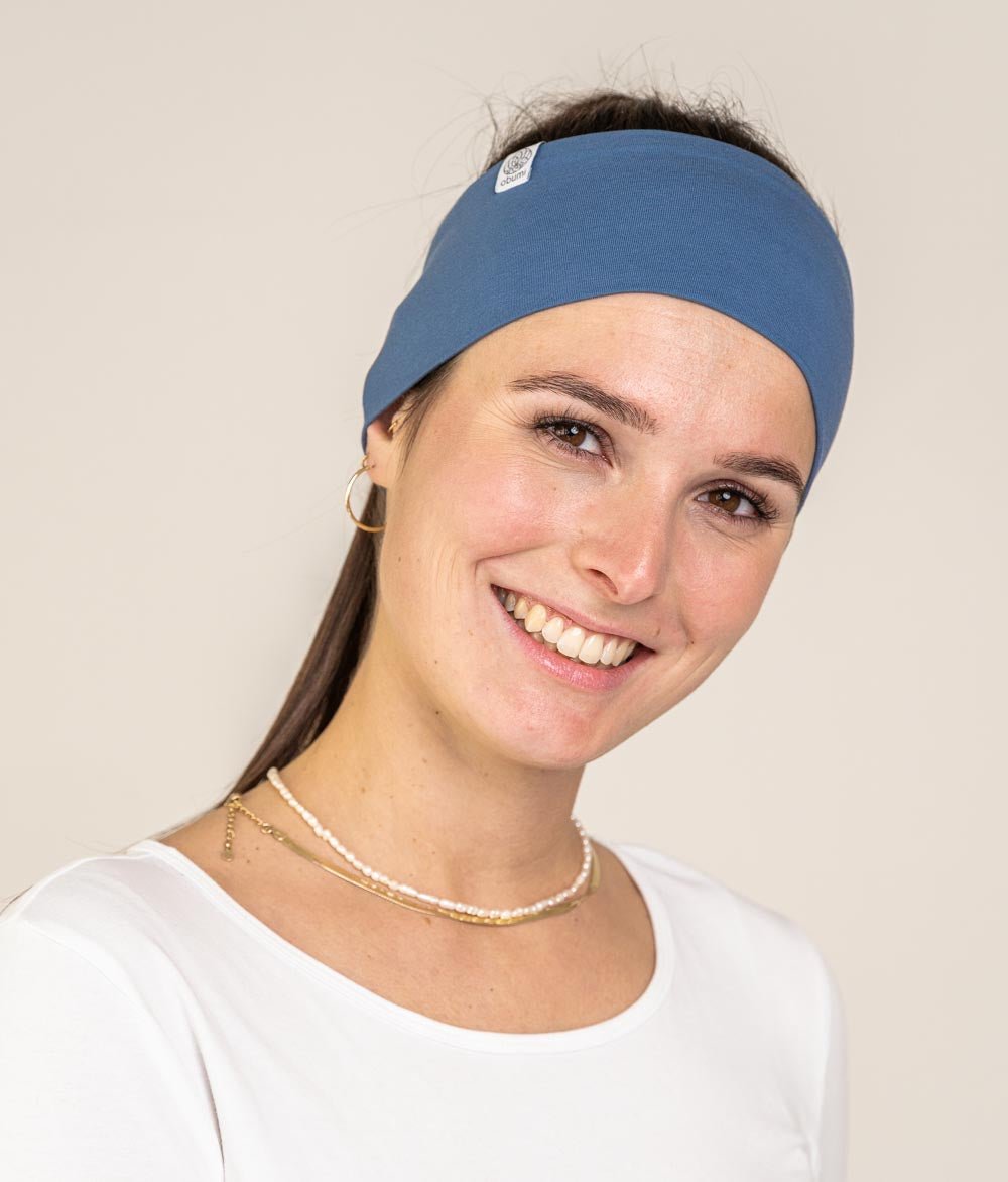 Stirnband Classic Breit aus Bio Jersey - Stirnbänder - obumi - 401 - Grey Blue