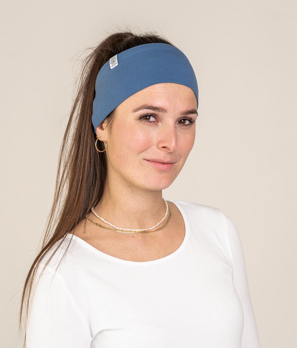 Stirnband Classic Breit aus Bio Jersey - Stirnbänder - obumi - 401 - Grey Blue