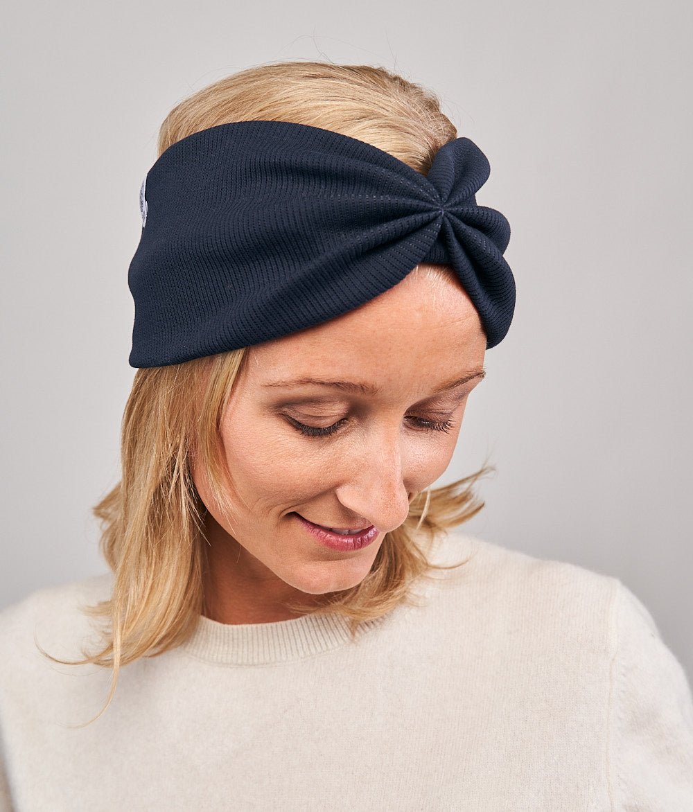 Stirnband Rippe Bow aus Bio Baumwolle - Stirnbänder - obumi - 820 - Navy