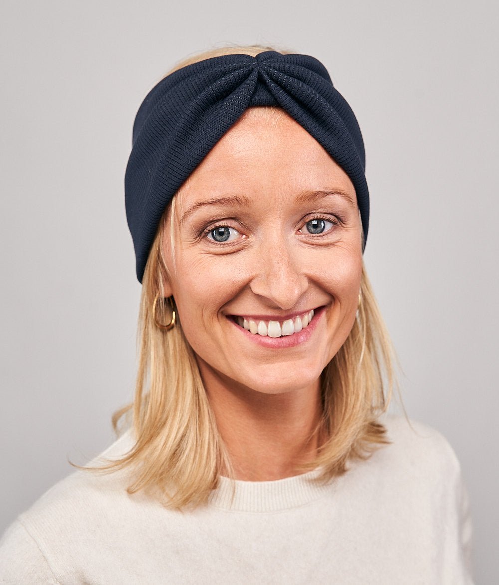 Stirnband Rippe Bow aus Bio Baumwolle - Stirnbänder - obumi - 820 - Navy