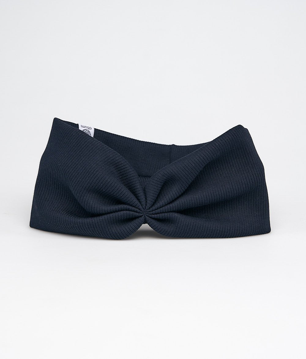 Stirnband Rippe Bow aus Bio Baumwolle - Stirnbänder - obumi - 820 - Navy