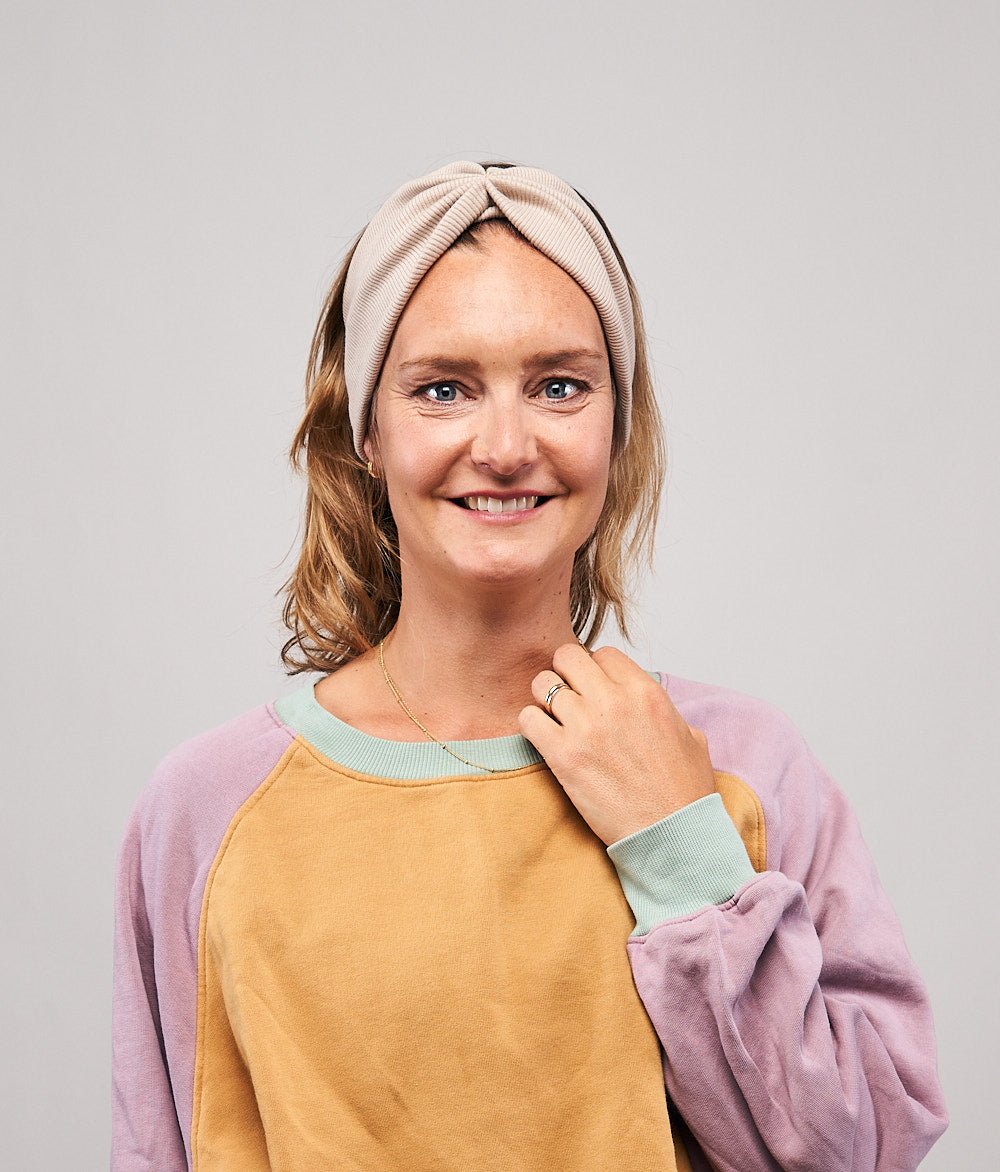 Stirnband Rippe Bow aus Bio Baumwolle - Stirnbänder - obumi - 822 - Beige