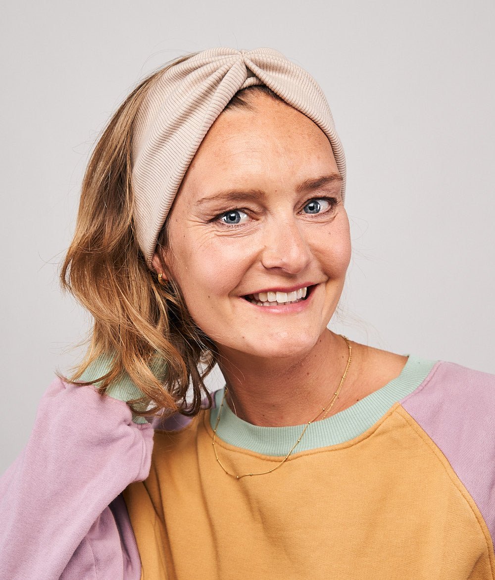 Stirnband Rippe Bow aus Bio Baumwolle - Stirnbänder - obumi - 822 - Beige