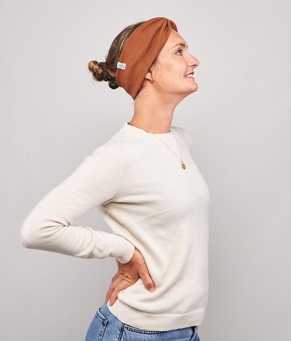Stirnband Rippe Bow aus Bio Baumwolle - Stirnbänder - obumi - 823 - Rost