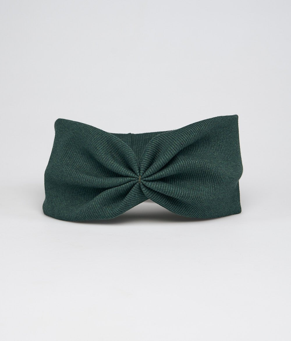Stirnband Rippe Bow aus Bio Baumwolle - Stirnbänder - obumi - 824 - Forest Green