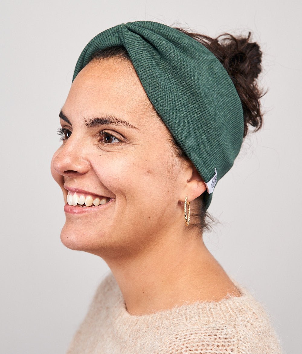 Stirnband Rippe Bow aus Bio Baumwolle - Stirnbänder - obumi - 824 - Forest Green