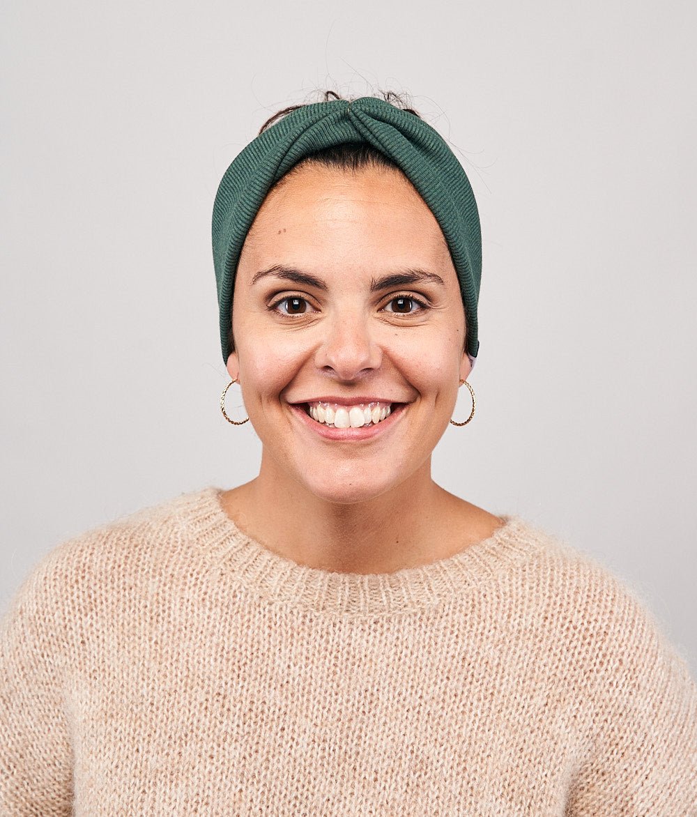 Stirnband Rippe Bow aus Bio Baumwolle - Stirnbänder - obumi - 824 - Forest Green