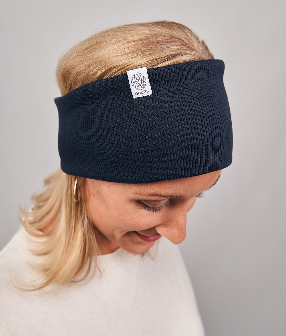 Stirnband Rippe Classic aus Bio Baumwolle - Stirnbänder - obumi - 800 - Navy