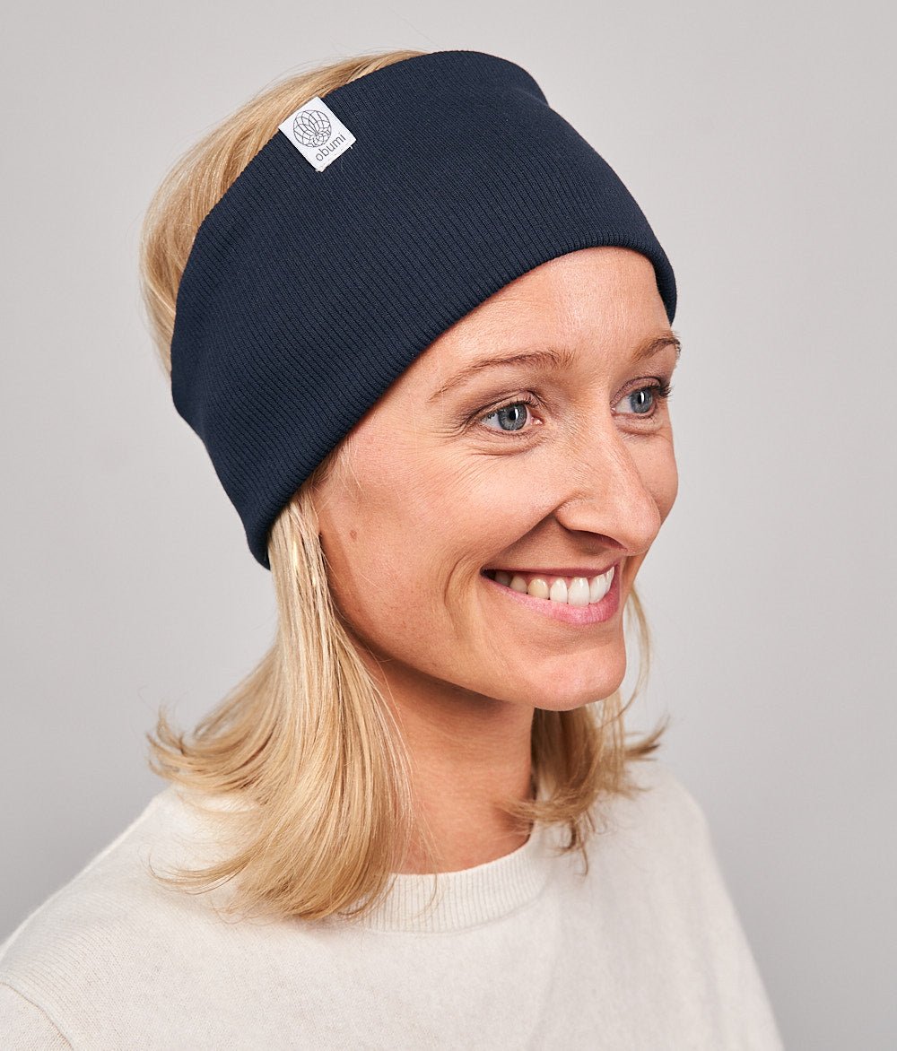 Stirnband Rippe Classic aus Bio Baumwolle - Stirnbänder - obumi - 800 - Navy