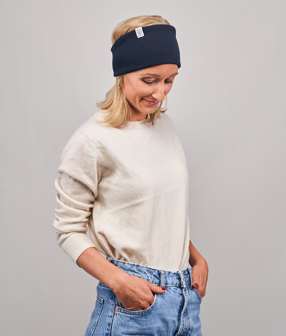 Stirnband Rippe Classic aus Bio Baumwolle - Stirnbänder - obumi - 800 - Navy