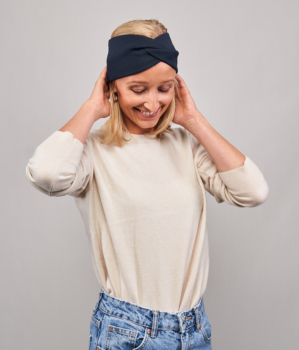 Stirnband Rippe Knot aus Bio Baumwolle - Stirnbänder - obumi - 860 - Navy