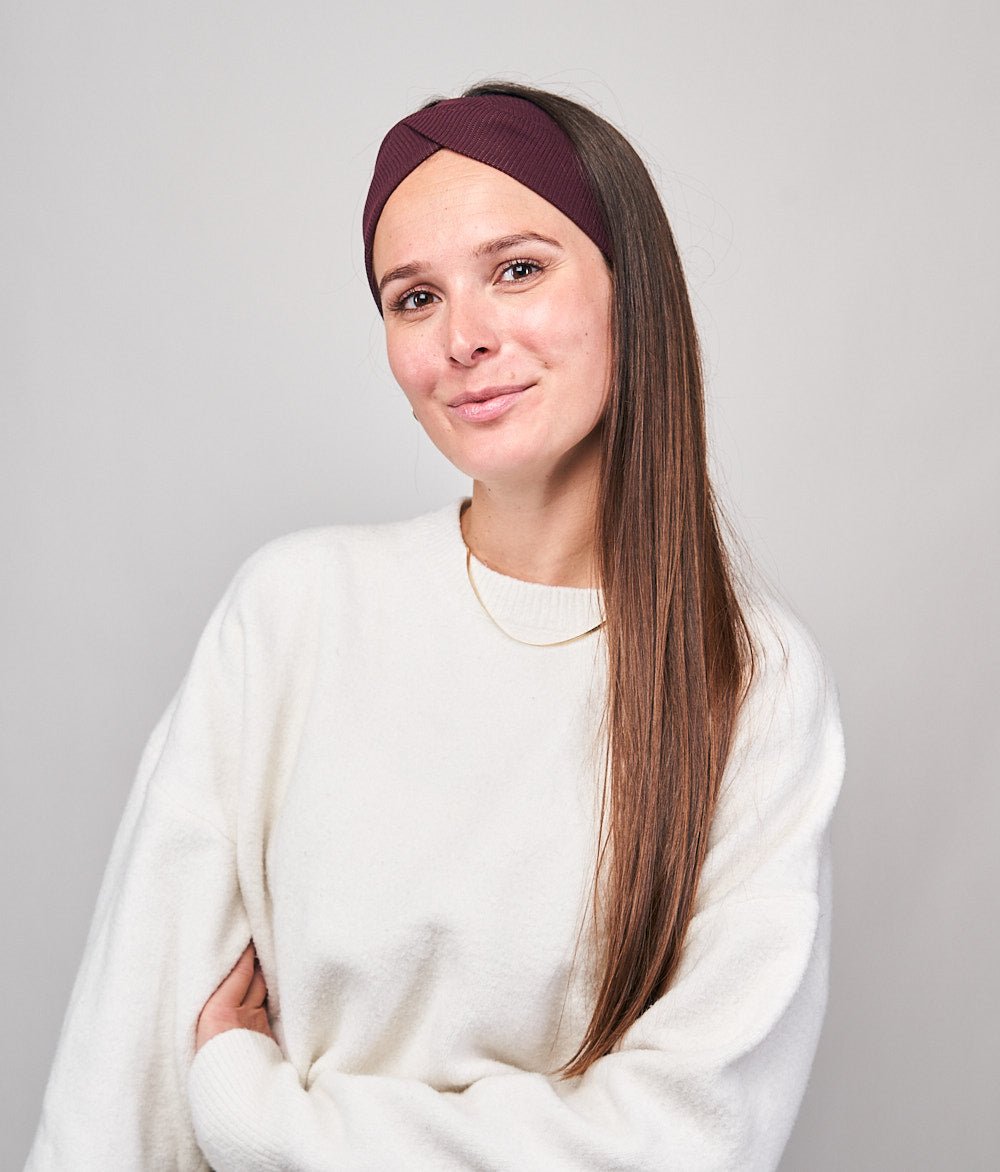 Stirnband Rippe Knot aus Bio Baumwolle - Stirnbänder - obumi - 861 - Burgundy