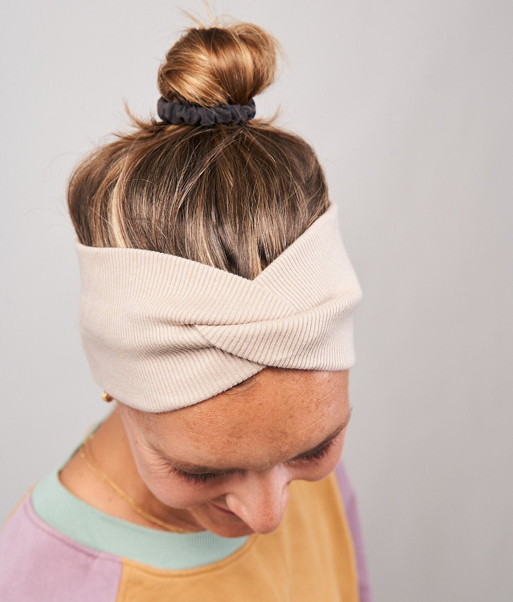 Stirnband Rippe Knot aus Bio Baumwolle - Stirnbänder - obumi - 862 - Beige