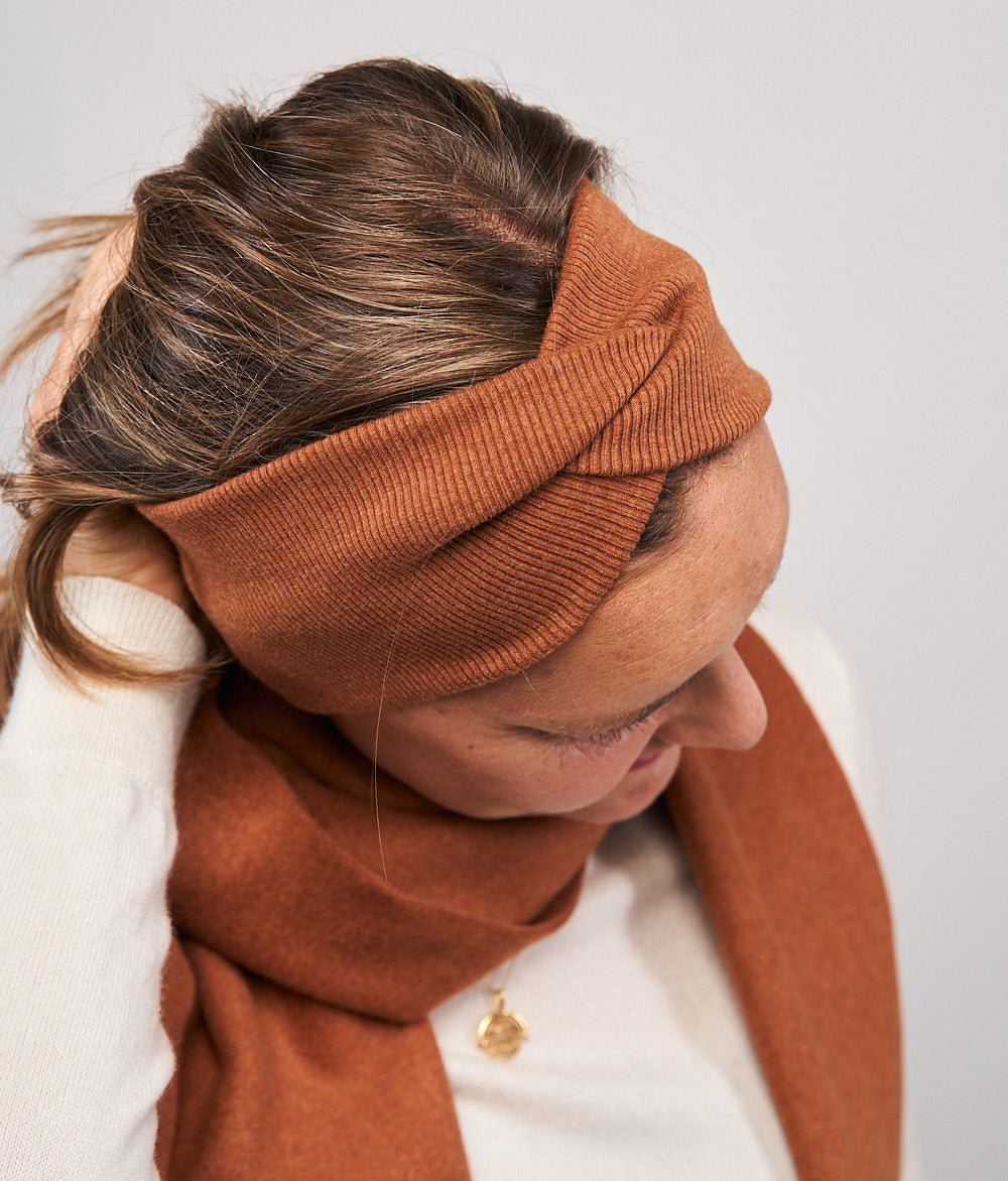 Stirnband Rippe Knot aus Bio Baumwolle - Stirnbänder - obumi - 863 - Rost