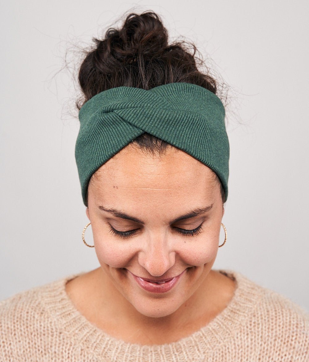 Stirnband Rippe Knot aus Bio Baumwolle - Stirnbänder - obumi - 864 - Forest Green