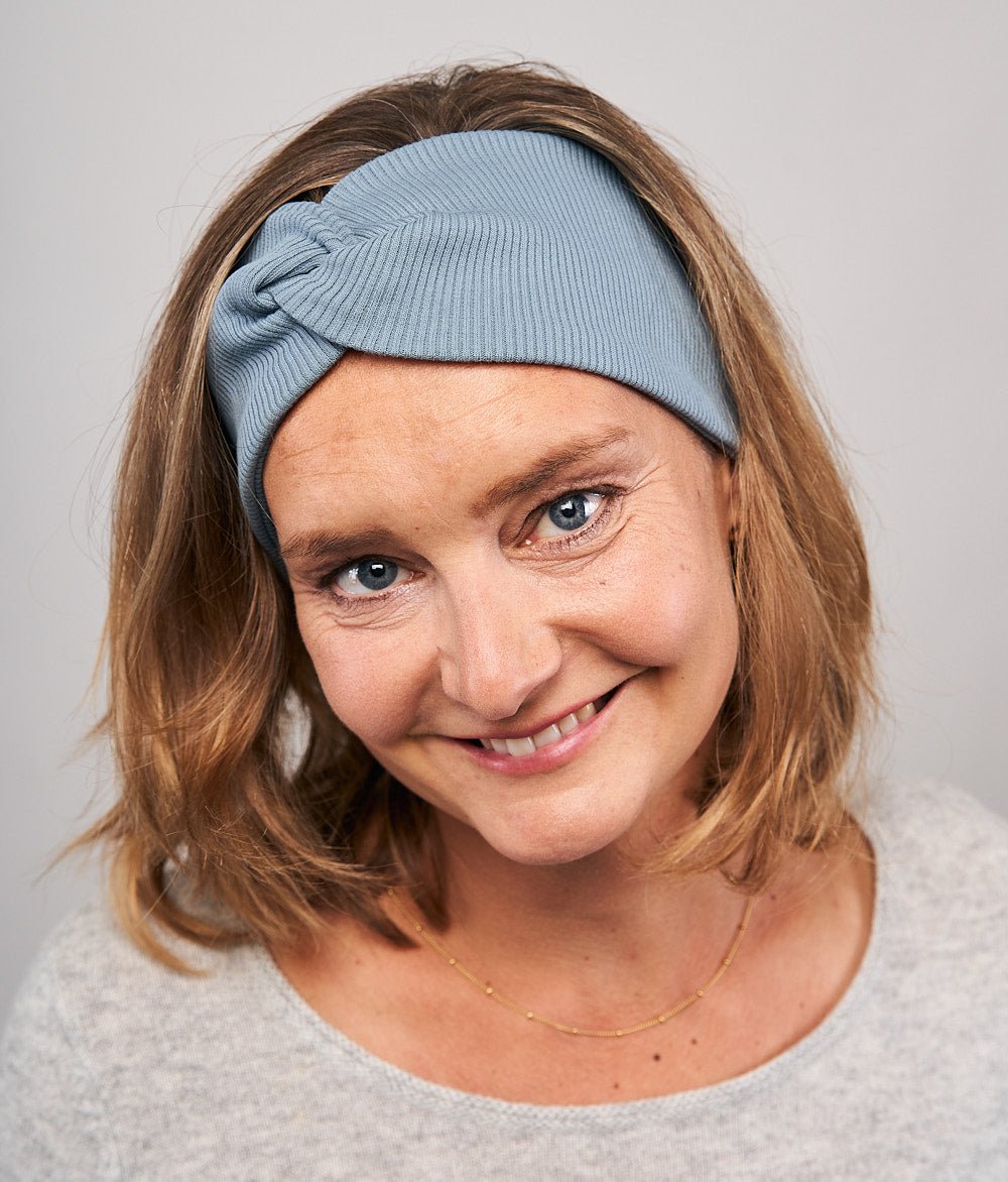 Stirnband Rippe Knot aus Bio Baumwolle - Stirnbänder - obumi - 866 - Air Blue