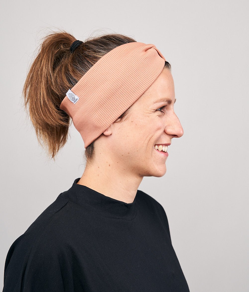 Stirnband Rippe Knot aus Bio Baumwolle - Stirnbänder - obumi - 869 - Apricot