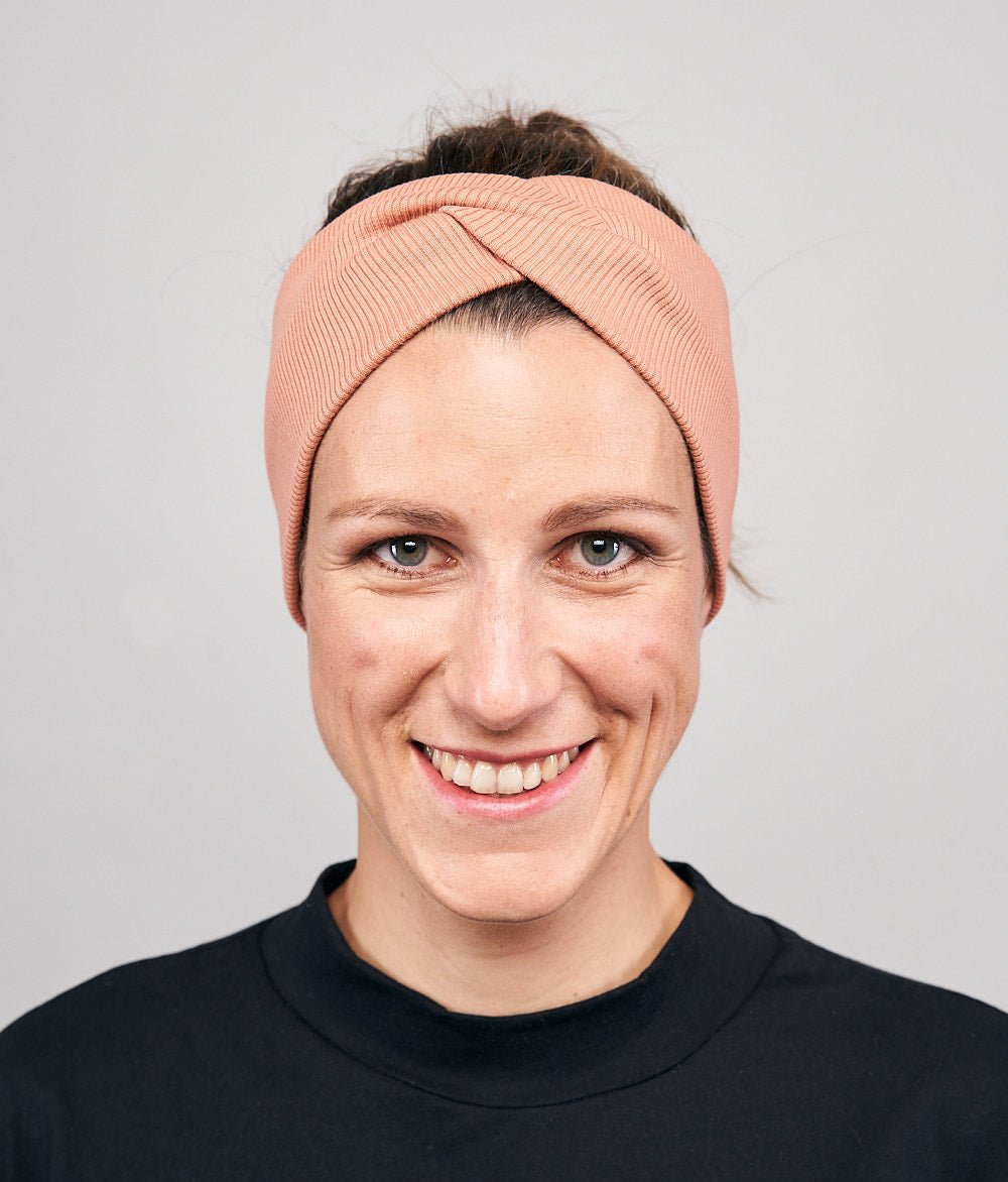 Stirnband Rippe Knot aus Bio Baumwolle - Stirnbänder - obumi - 869 - Apricot