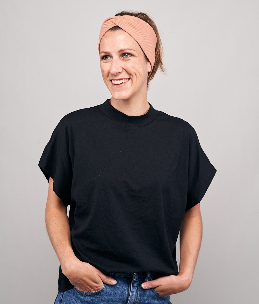 Stirnband Rippe Knot aus Bio Baumwolle - Stirnbänder - obumi - 869 - Apricot