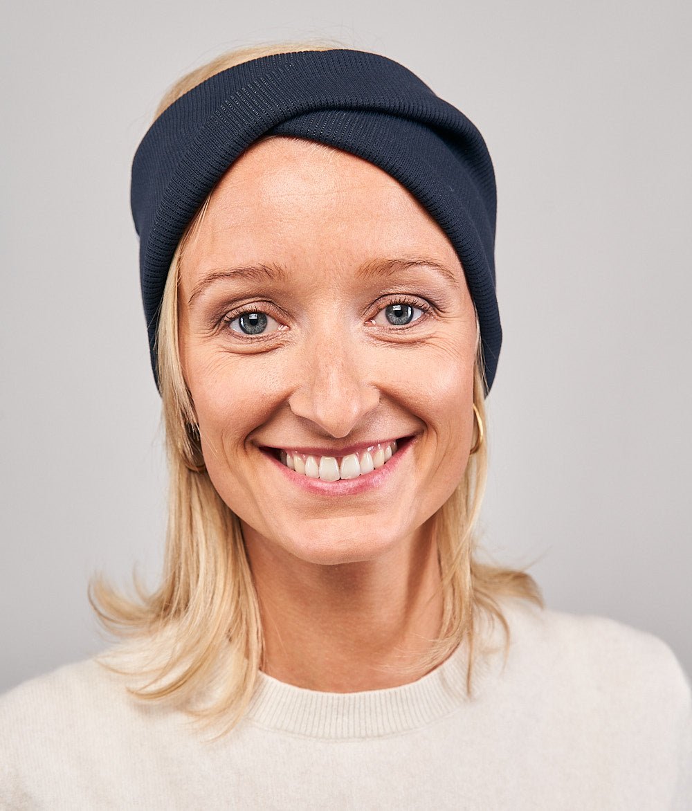 Stirnband Rippe Twist aus Bio Baumwolle - Stirnbänder - obumi - 840 - Navy