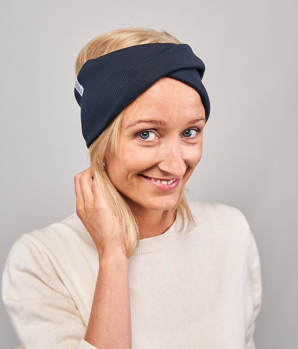 Stirnband Rippe Twist aus Bio Baumwolle - Stirnbänder - obumi - 840 - Navy