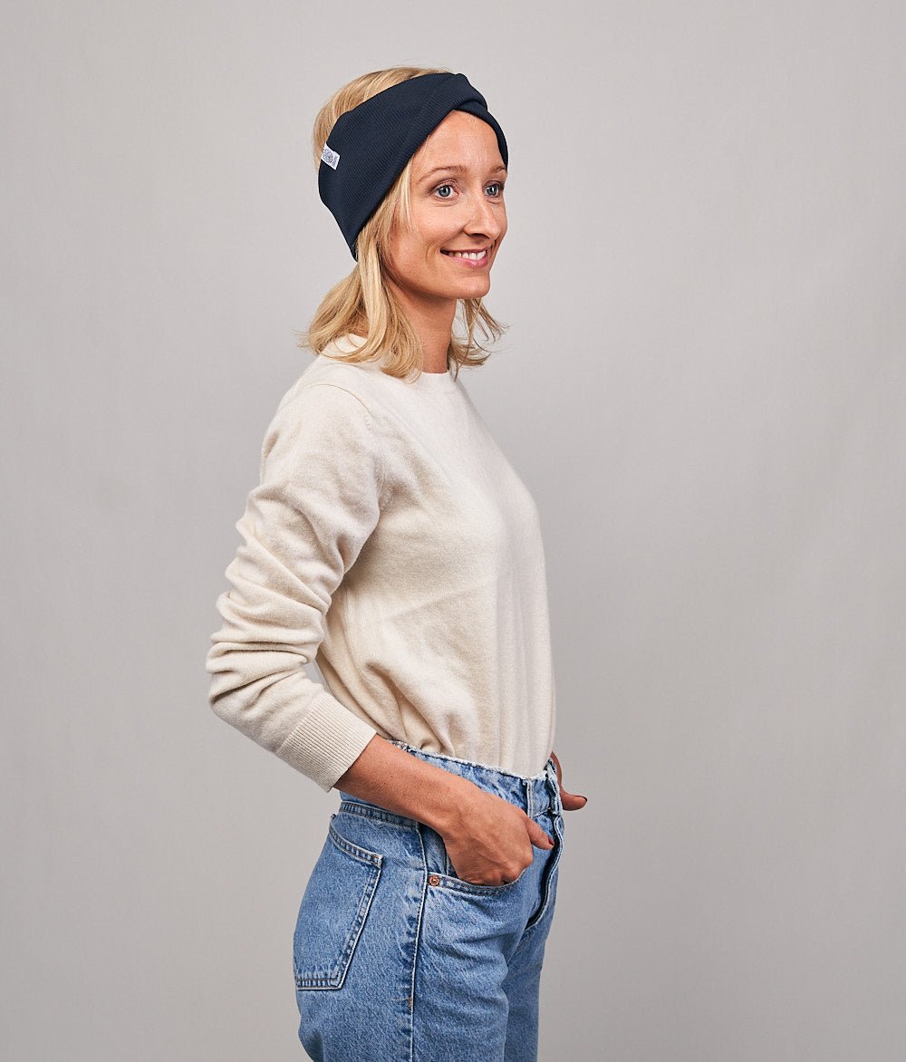 Stirnband Rippe Twist aus Bio Baumwolle - Stirnbänder - obumi - 840 - Navy