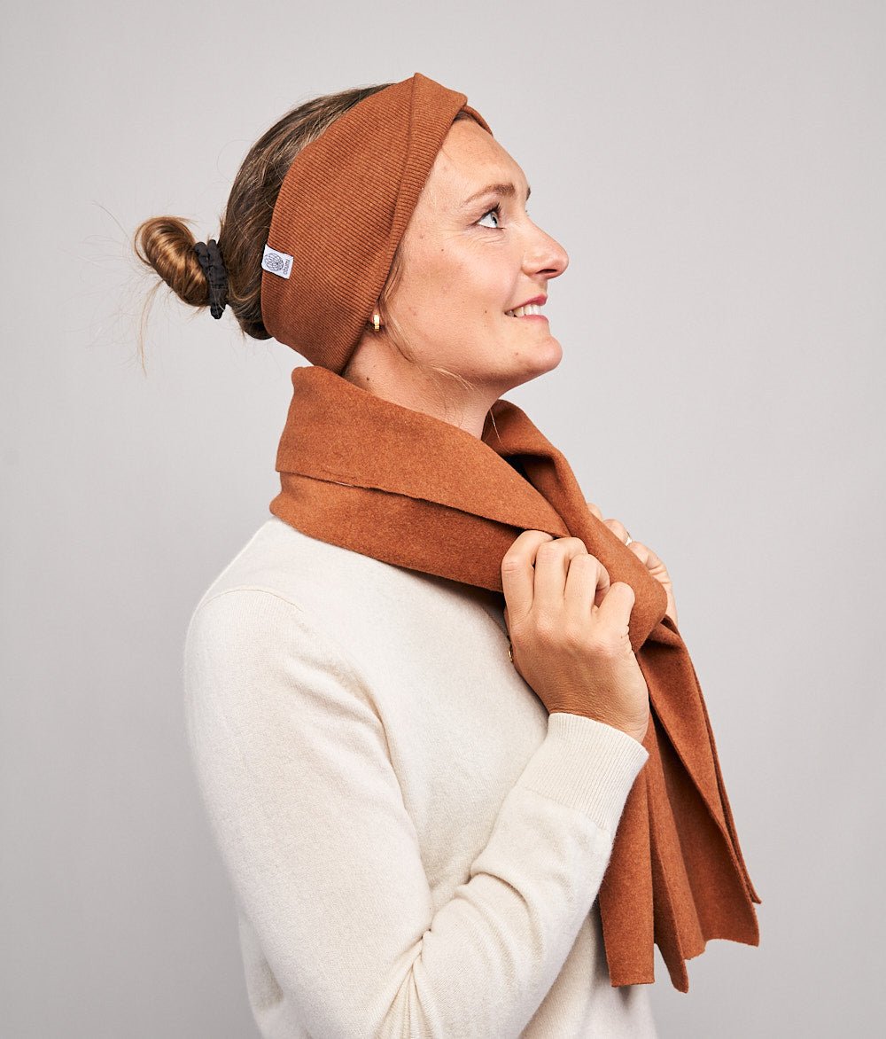 Stirnband Rippe Twist aus Bio Baumwolle - Stirnbänder - obumi - 843 - Rost