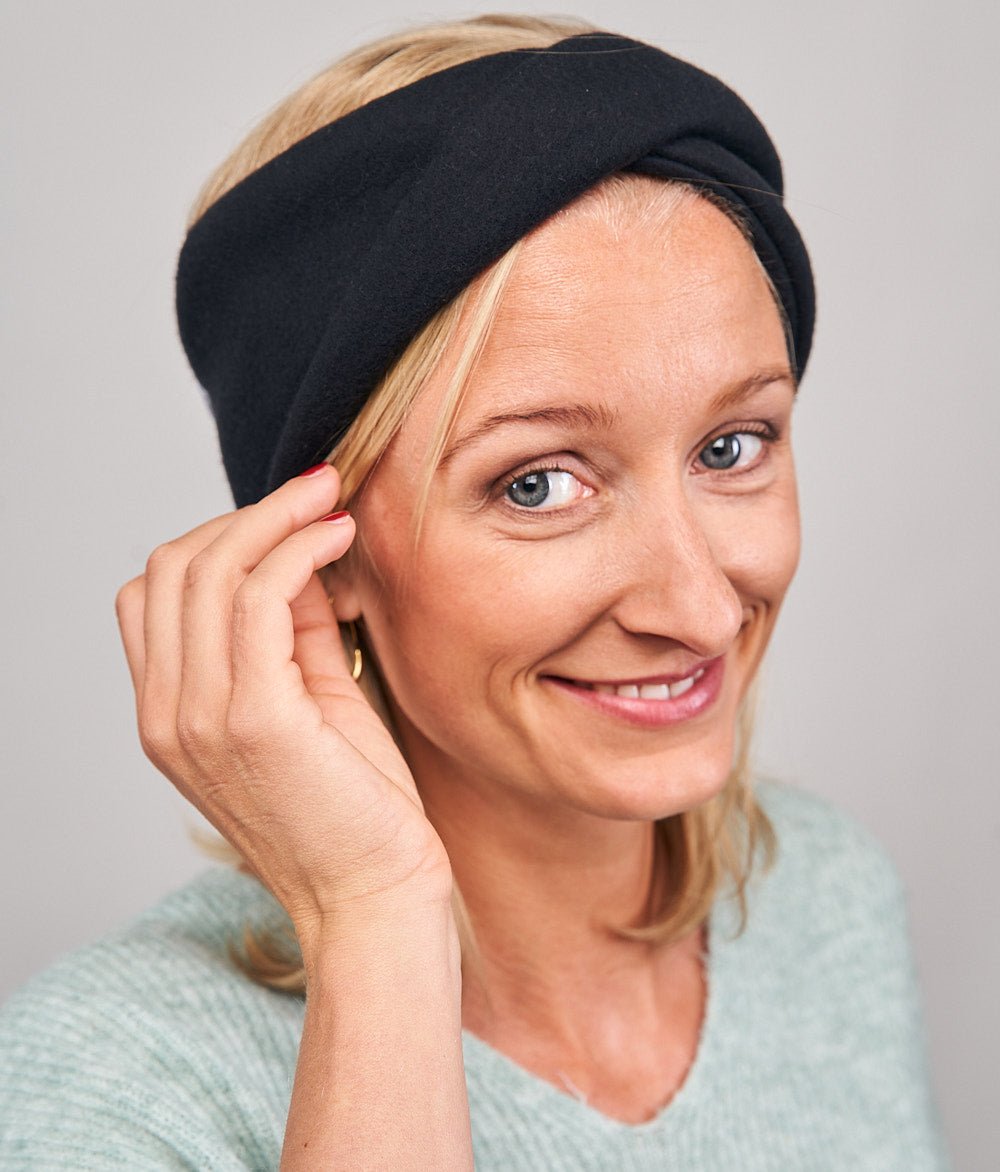 Stirnband Twist & Schal aus Bio Baumwolle - obumi - Black
