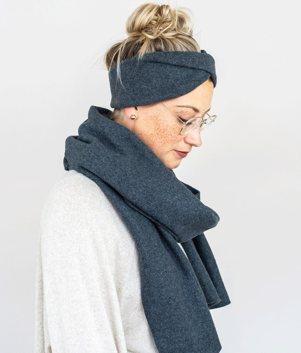Stirnband Twist & Schal aus Bio Baumwolle - obumi - Green Melange