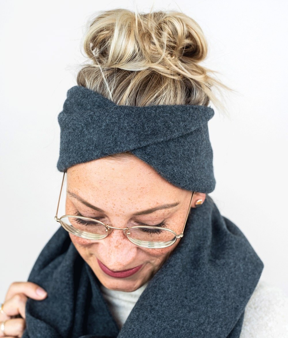 Stirnband Twist & Schal aus Bio Baumwolle - obumi - Light Grey