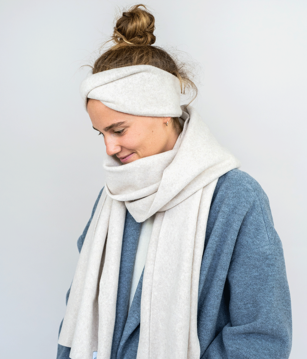 Stirnband Twist & Schal aus Bio Baumwolle - obumi - Sand