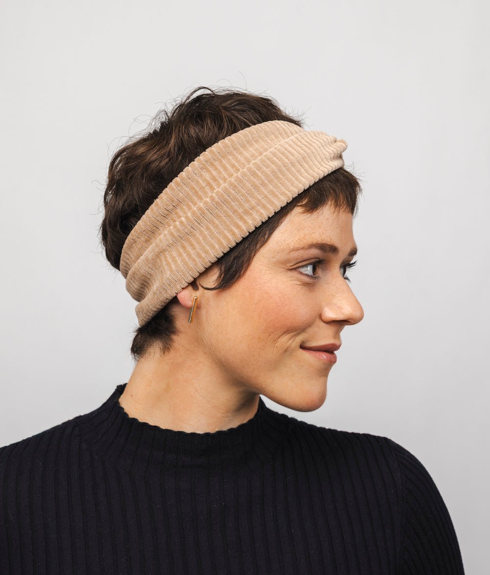 Haarband aus Bio Samt Rippe - Haarbänder - obumi - 466 - Beige