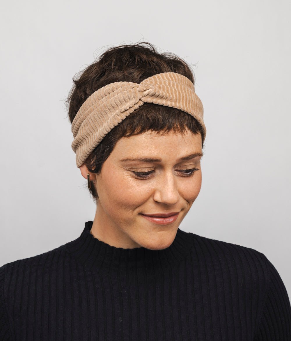 Haarband aus Bio Samt Rippe - Haarbänder - obumi - 466 - Beige