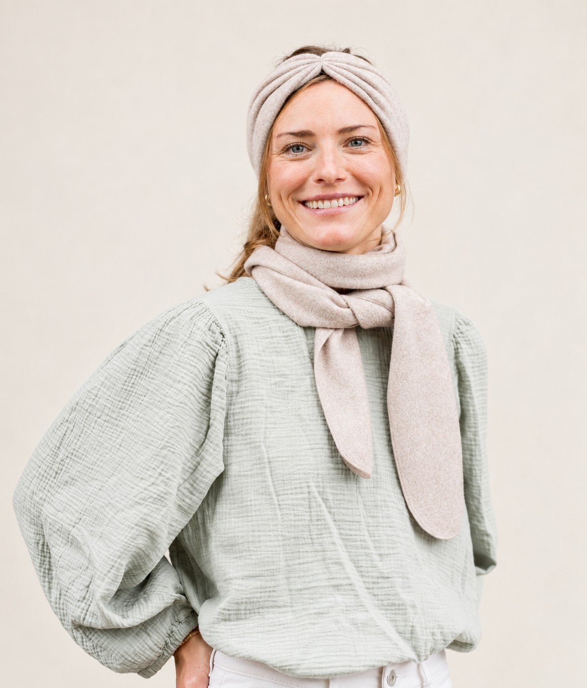 Schal aus Bio Baumwolle | Mini Scarf - obumi - 235 - Beige Melange