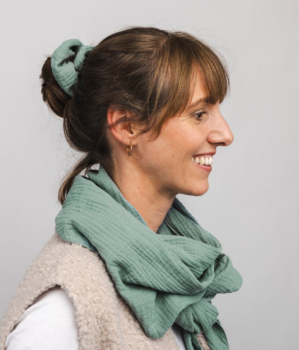 Scrunchie aus Bio Musselin - Haargummis - obumi - 044 - Turquoise