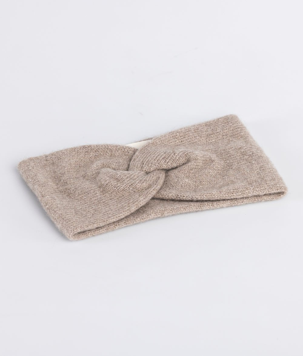 Stirnband Knot aus recyceltem Kaschmir - obumi - 910 - Beige Melange