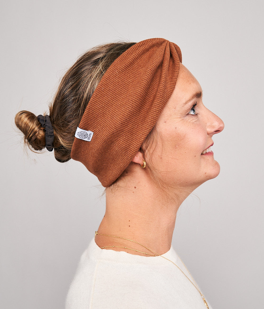 Stirnband Rippe Bow aus Bio Baumwolle