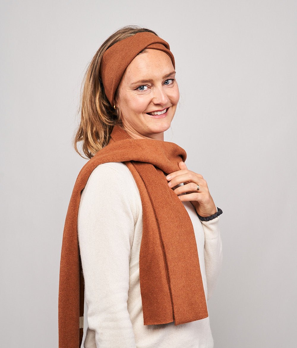 Stirnband Rippe Twist aus Bio Baumwolle - Stirnbänder - obumi - 843 - Rost