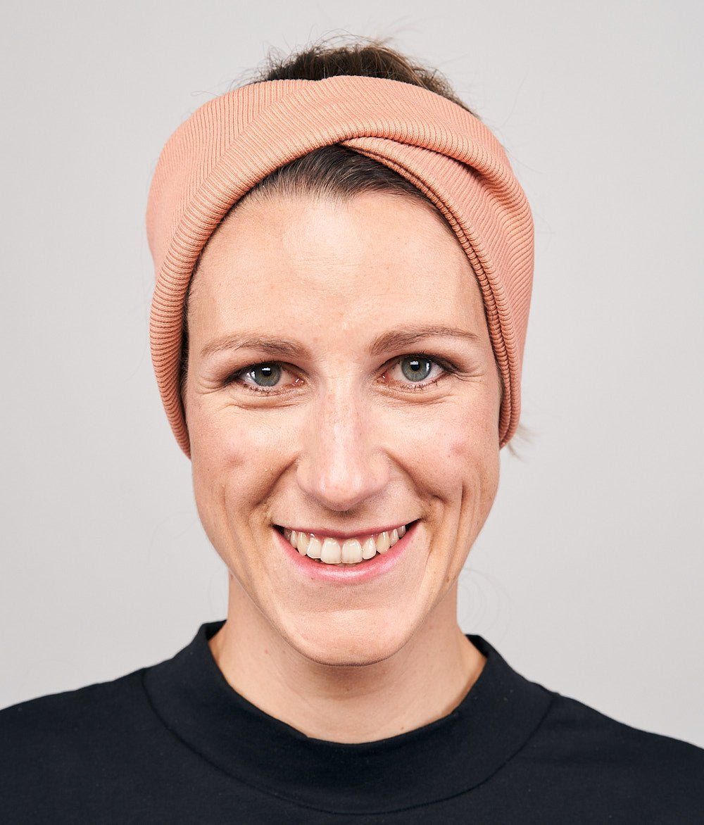Stirnband Rippe Twist aus Bio Baumwolle - Stirnbänder - obumi - 849 - Apricot